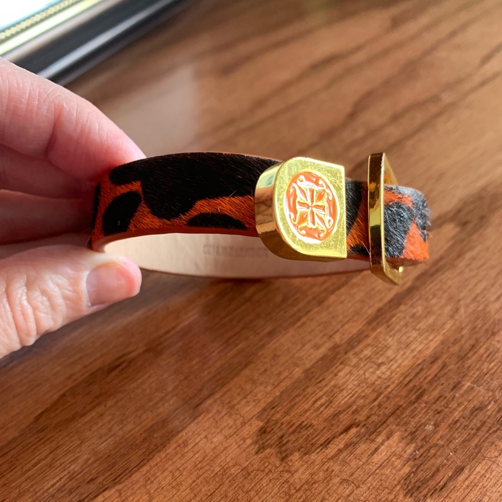 Rustic Cuff Orange and Black Calf Hair Bracelet
